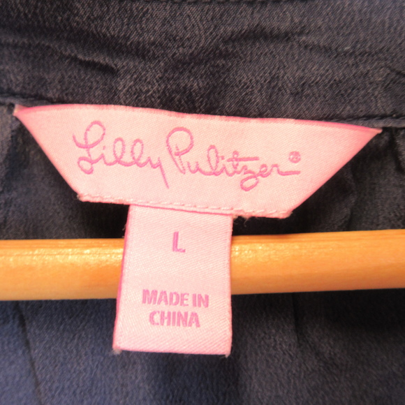 Lilly Pulitzer Navy Silk Stacey Sleeveless Blouse Size L - Picture 2 of 11